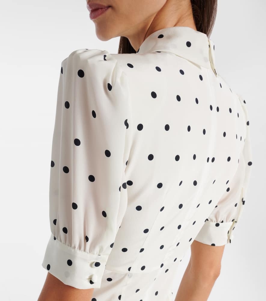 Polka-dot silk midi dress