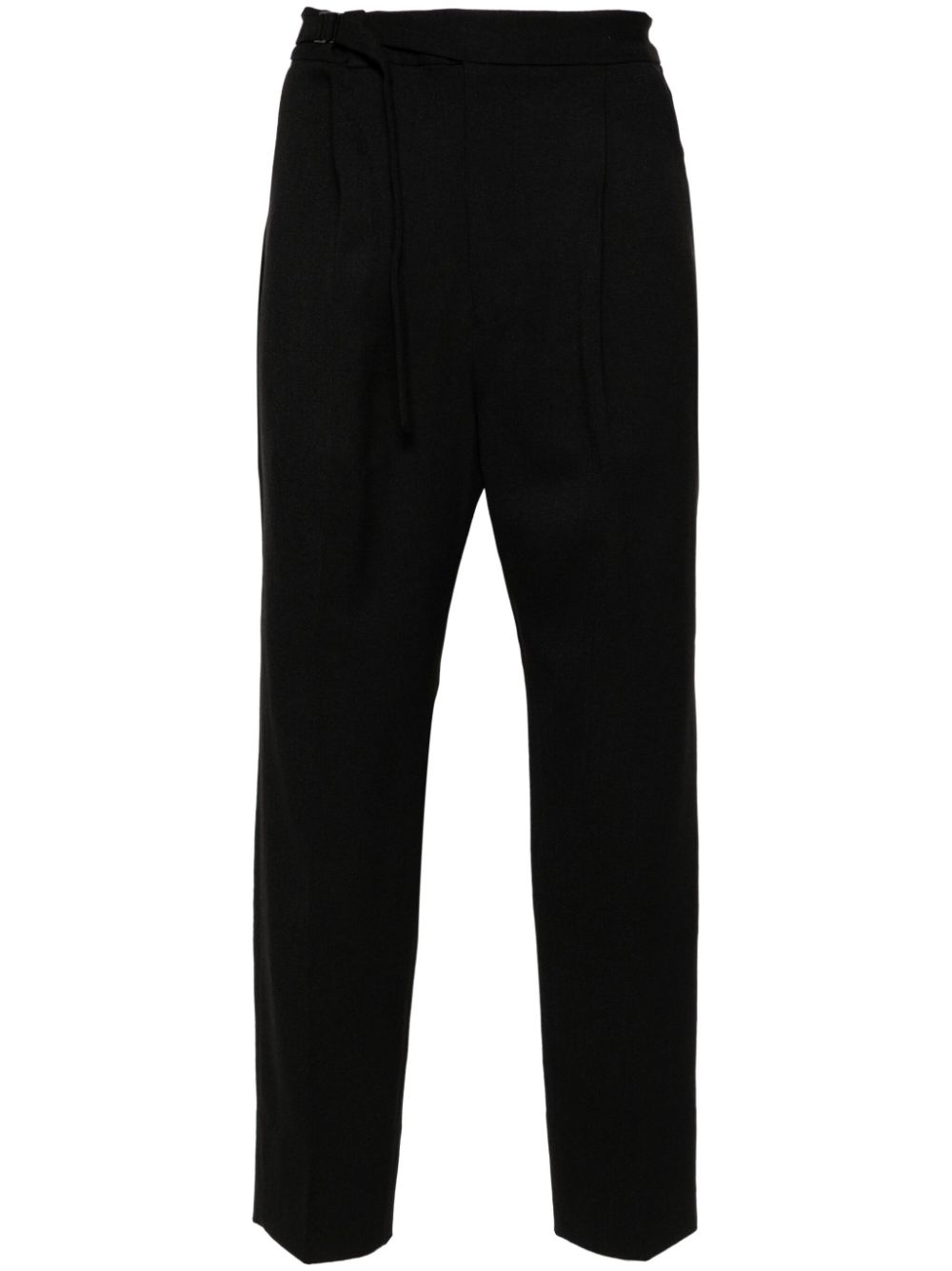 Elasticated-waist cotton trousers - Black