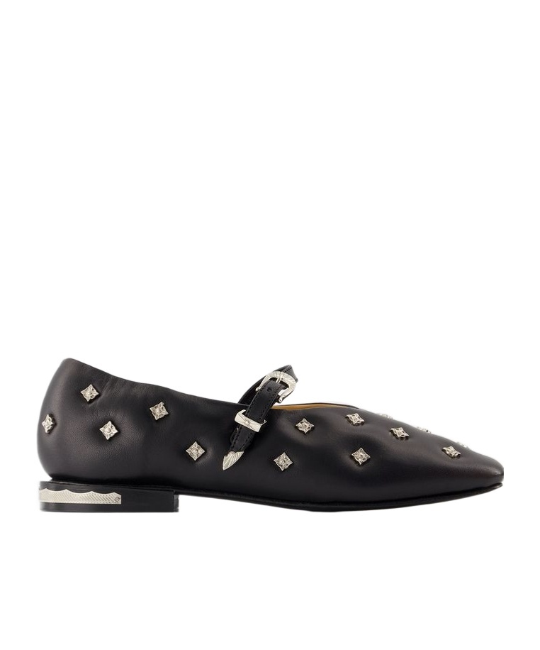 Studded square-toe Mary Jane shoes