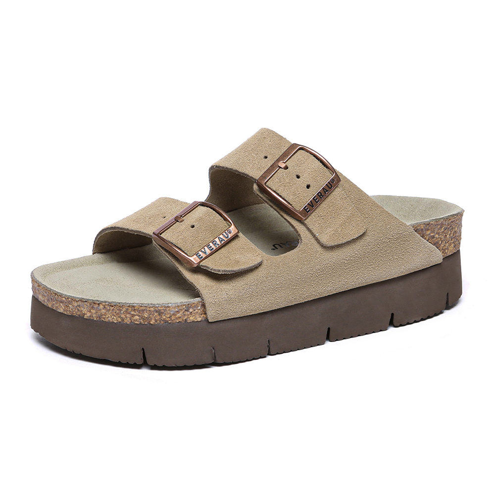 EverAU Australia Womens EVER AU Sandal Platform with Sole - Brown/Green Suede
