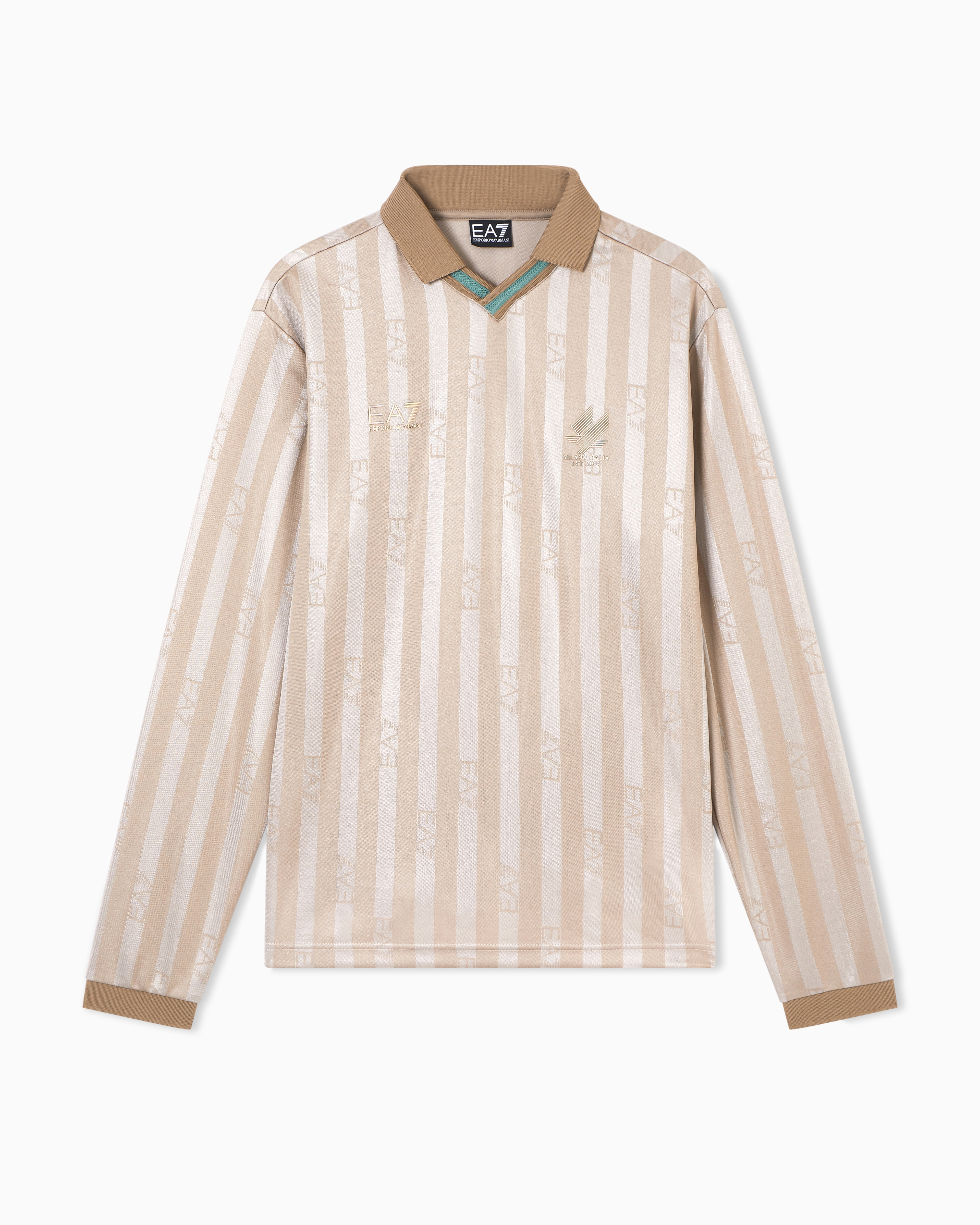 Soccer polo shirt in jacquard technical fabric