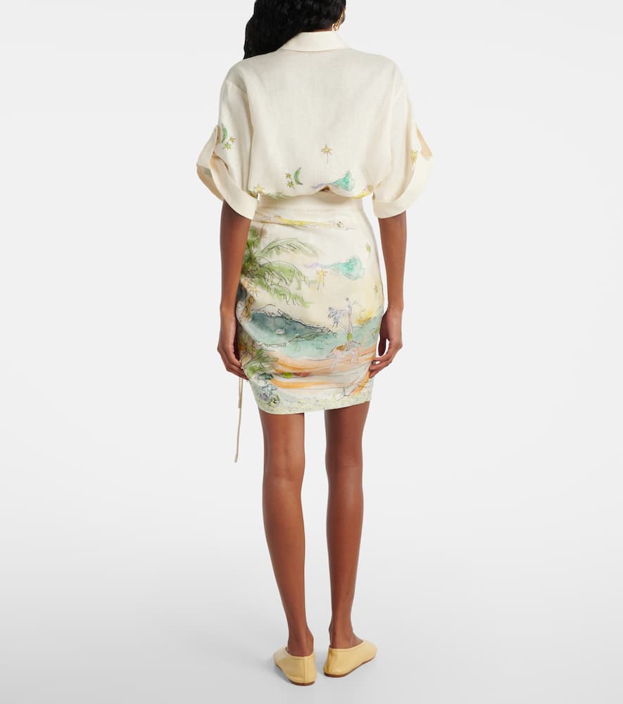 Alémais Anouk printed gathered linen miniskirt