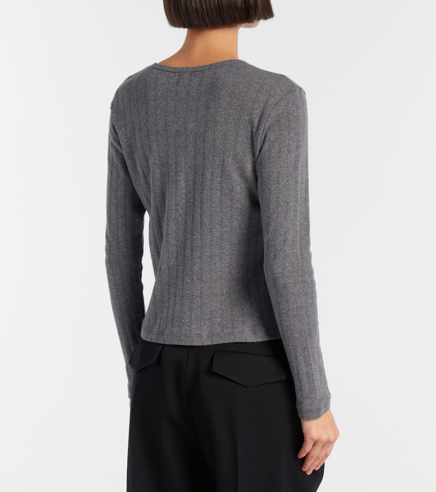 Pointelle cotton Henley shirt