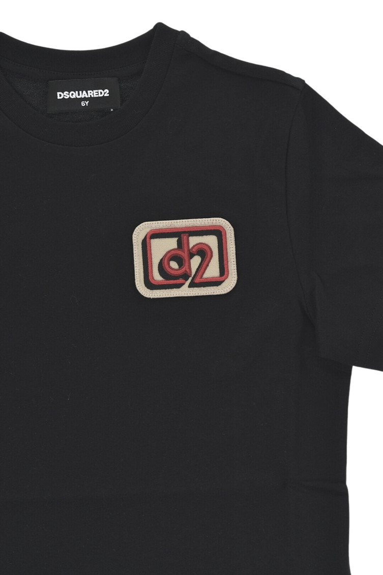 Boys Black Logo Patch T-Shirt