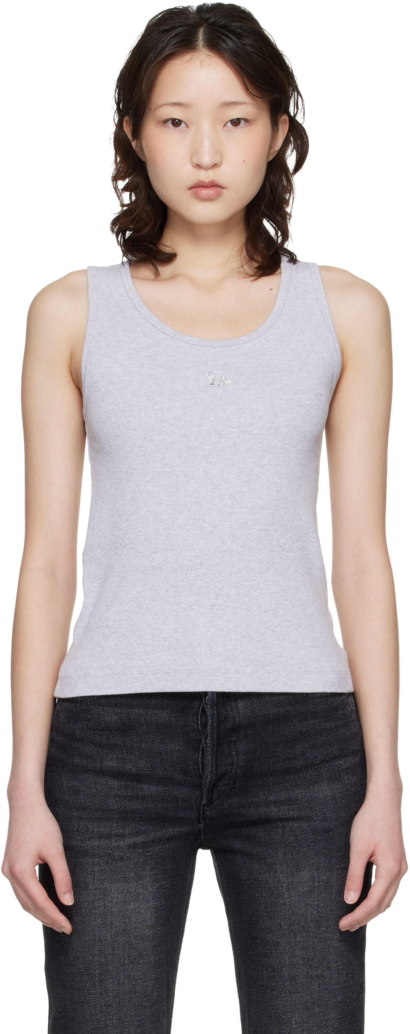 Gray Baby Fox Ribbed Tank Top