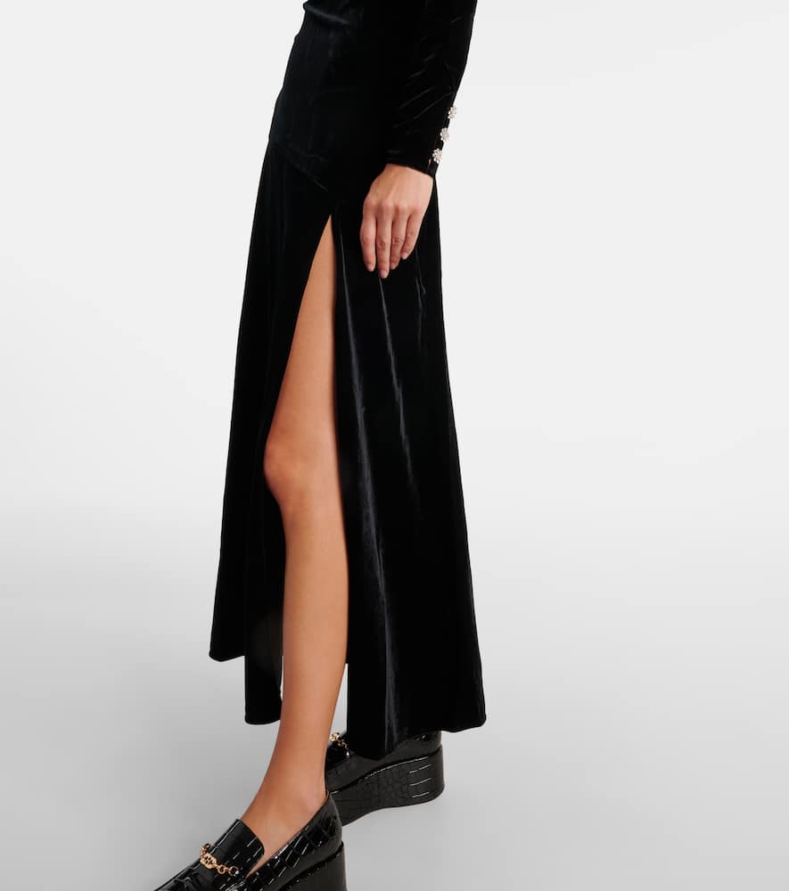 Cutout velvet midi dress