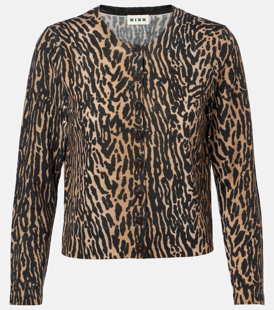 Peony leopard-print wool cardigan