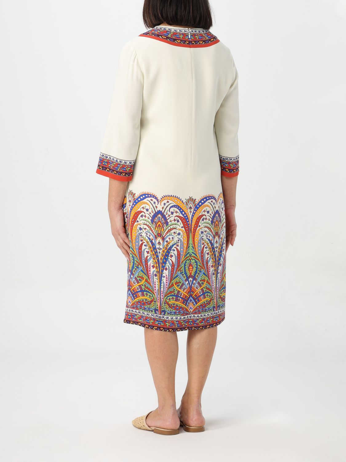 Paisley-print cady dress - White