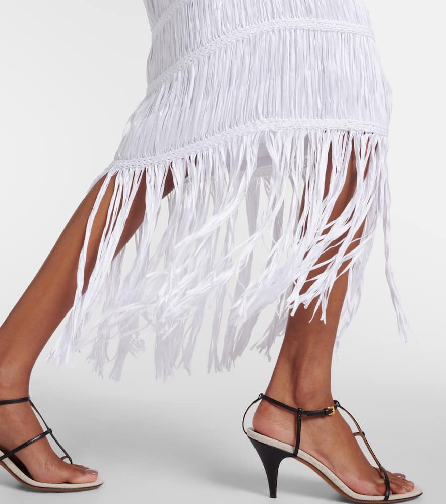 Yarra fringed cotton midi skirt