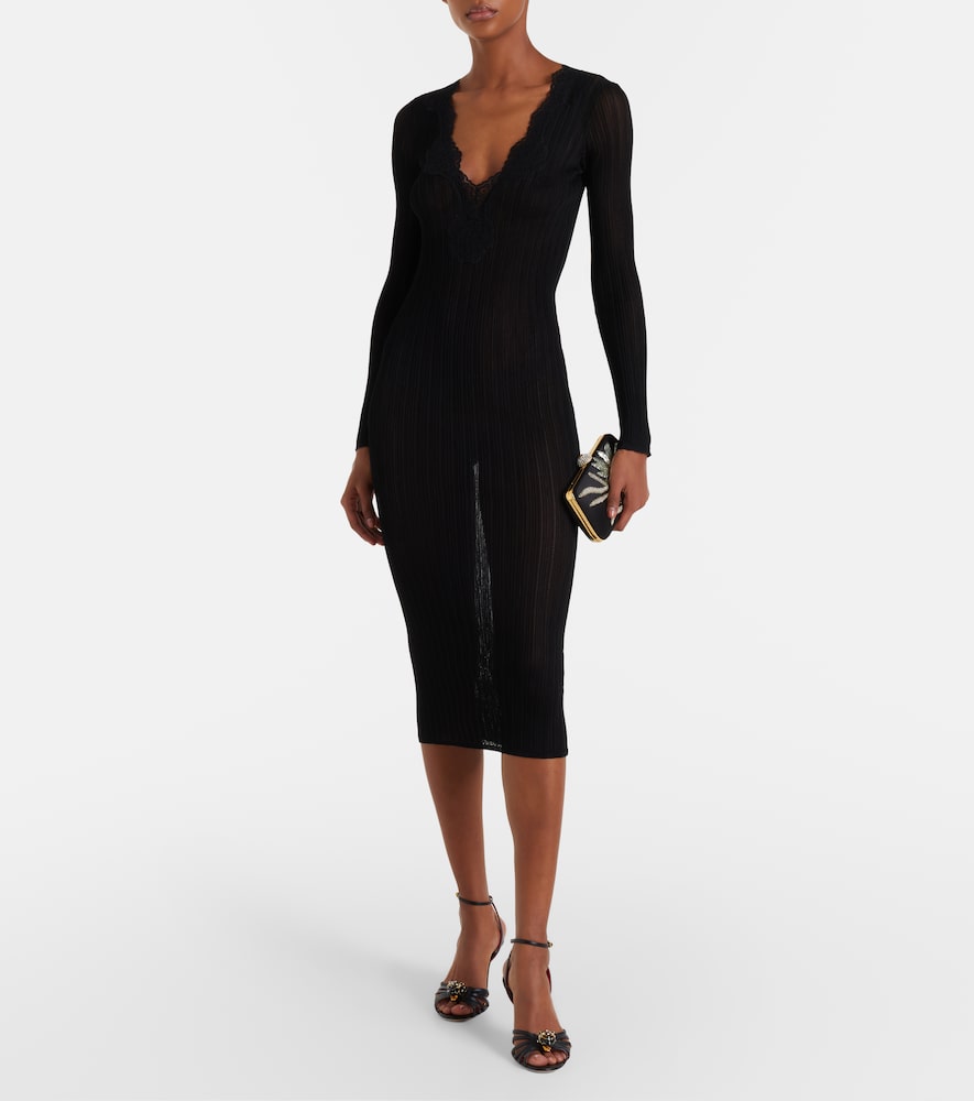 Ribbed-knit midi dress