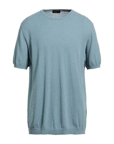 Man Sweater Slate blue Size 44 Cotton, Polyamide