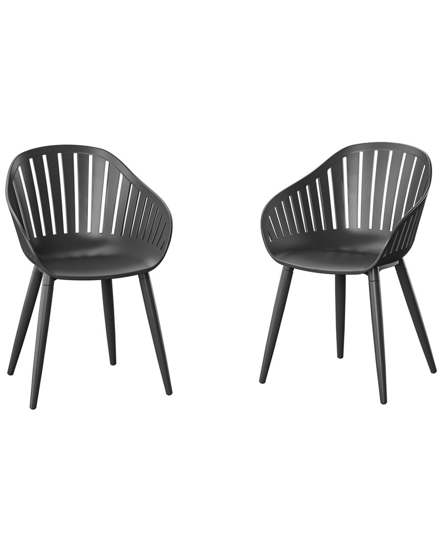 2 Piece Black Aluminium Chair Patio