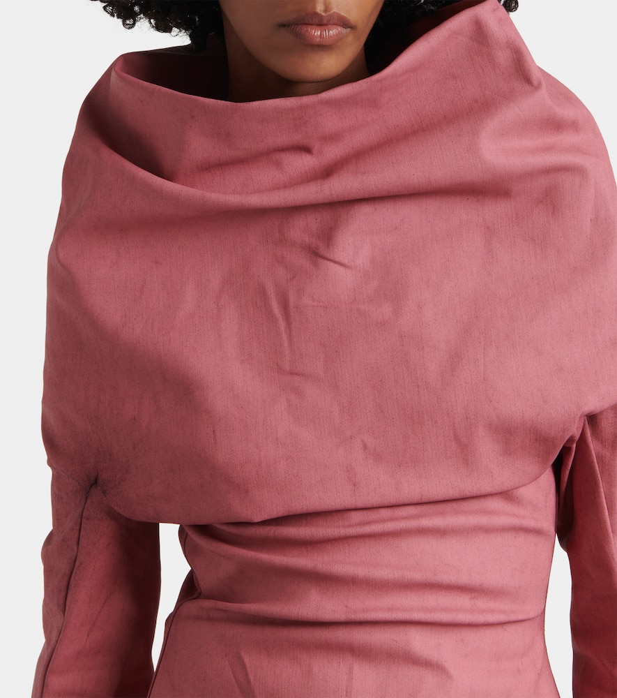 Draped cotton-blend top