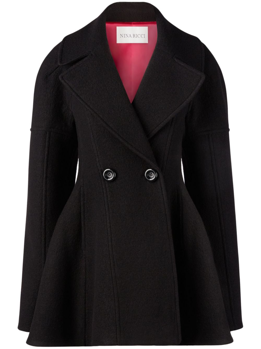 Double-breasted flared coat - Black