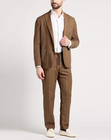 Man Suit Brown Size 36 Polyester, Viscose, Linen