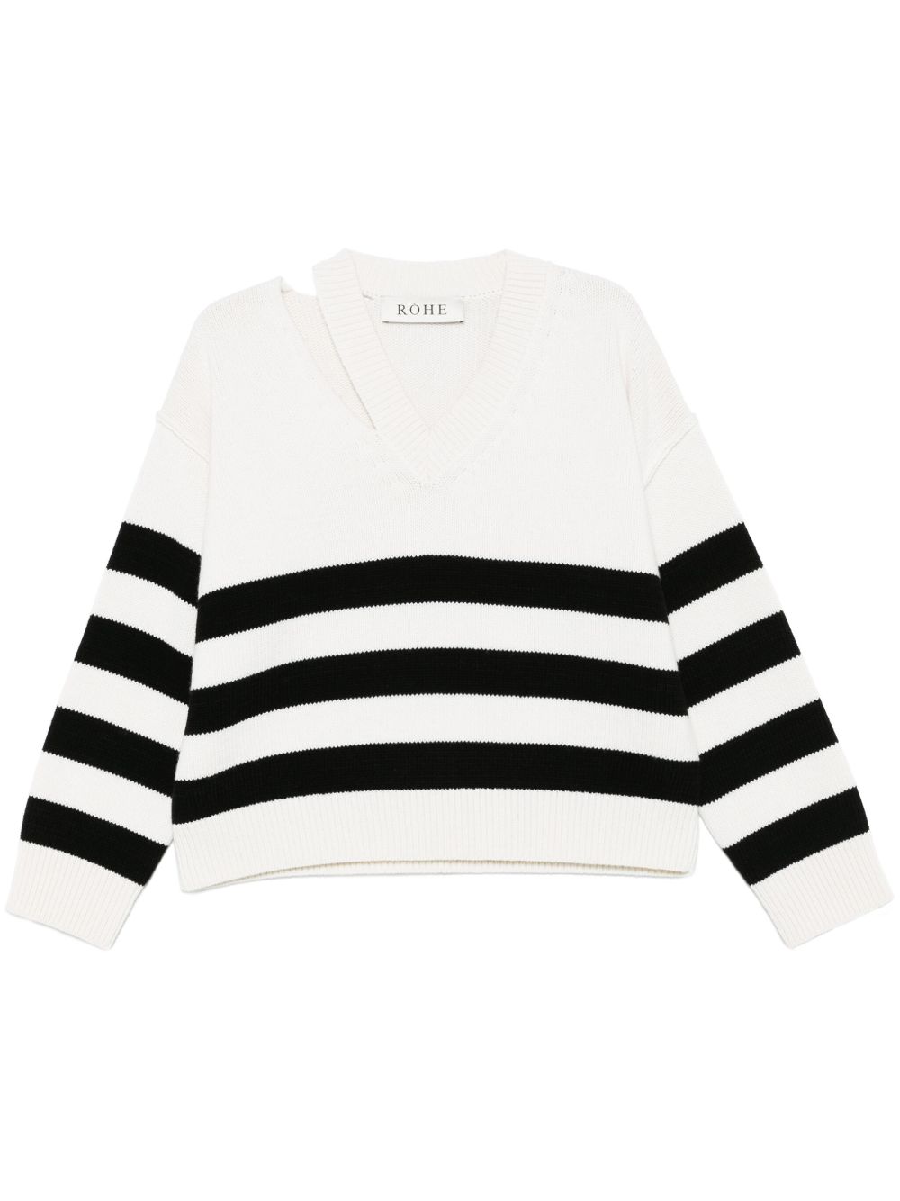 Deconstructed V-neck sweater - White