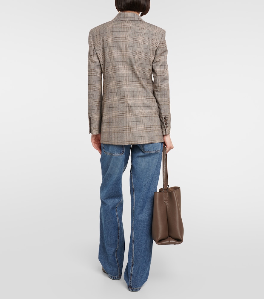 Checked wool-blend blazer