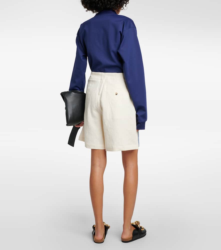 High-rise cotton and linen shorts