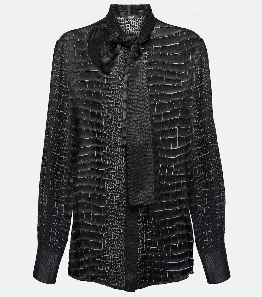 Tie-neck devoré shirt