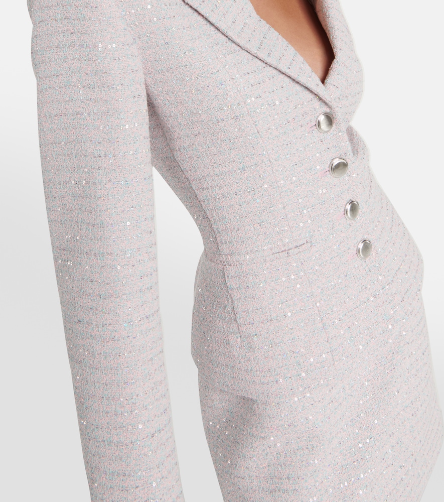 Sequined single-breasted tweed blazer