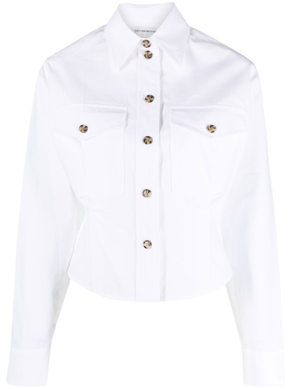 Cropped cotton shirt - White