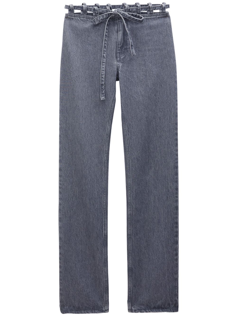 Lace-waist straight-leg jeans - Grey