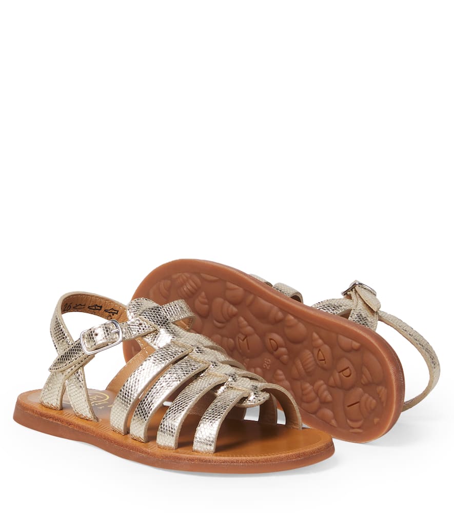 Plagette Strap metallic leather sandals