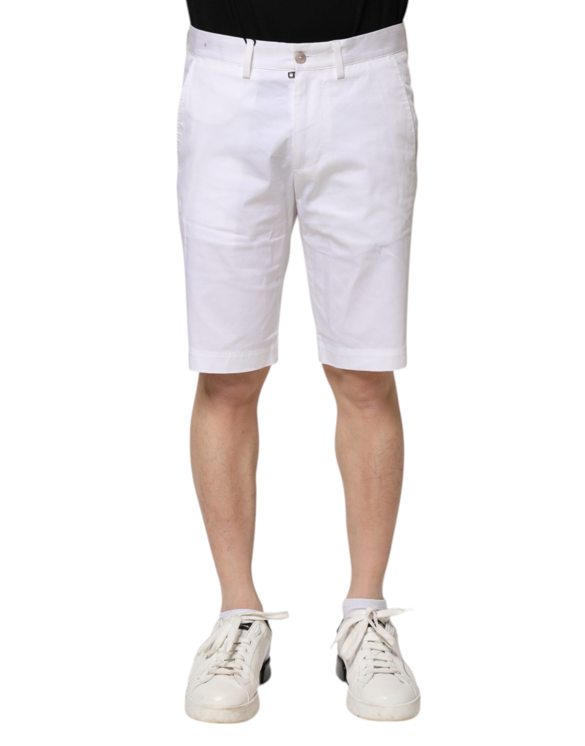 Cotton Stretch Bermuda Shorts — White