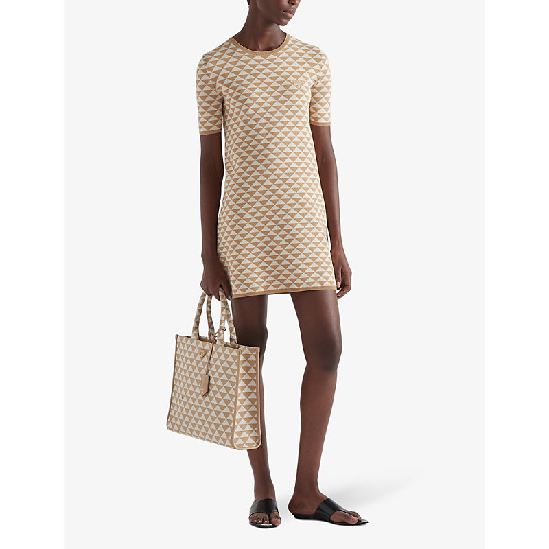 Womens Neutral Symbole Large Woven Tote bag 