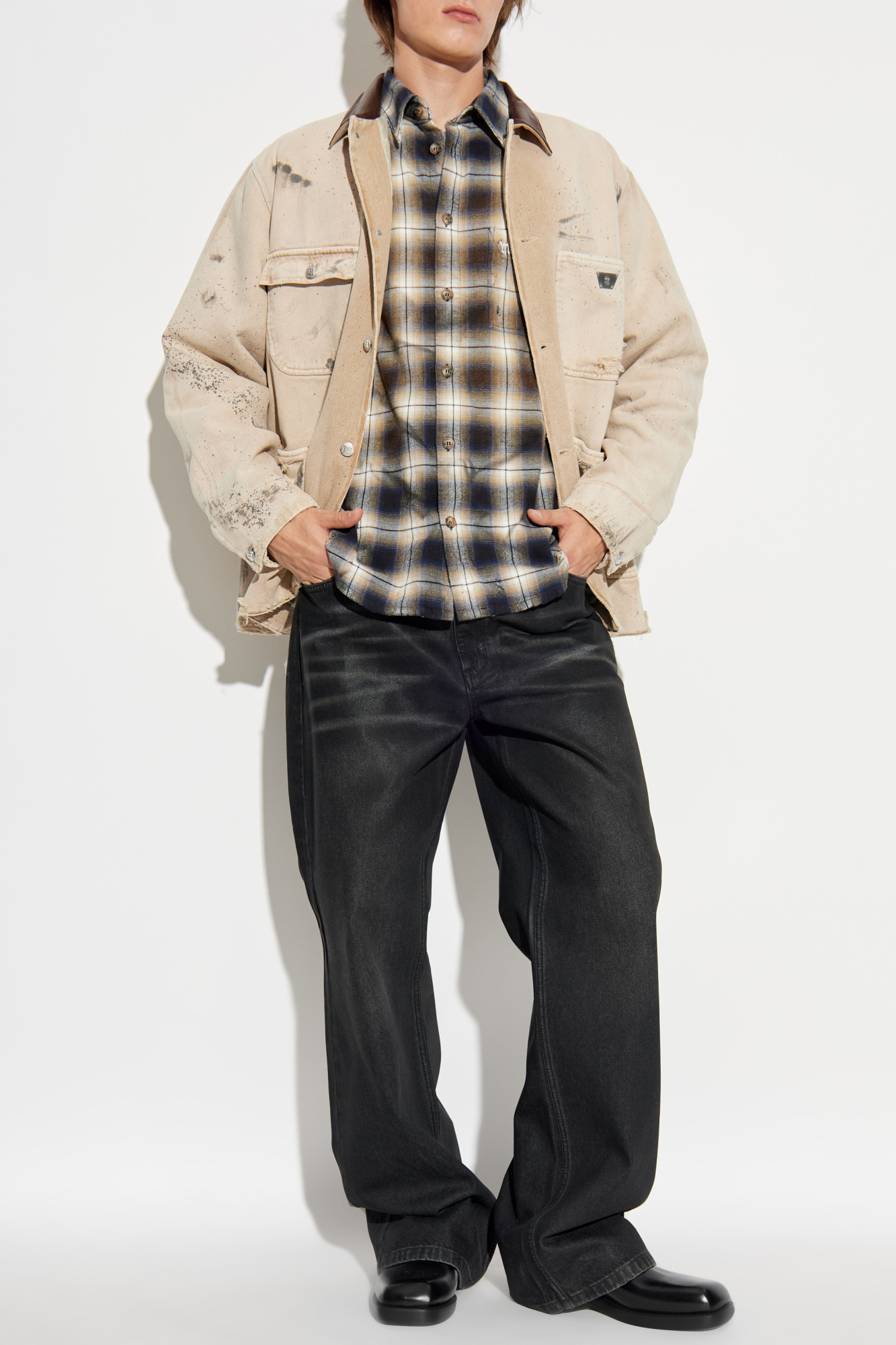 Jacket With Collar, Men's, Beige