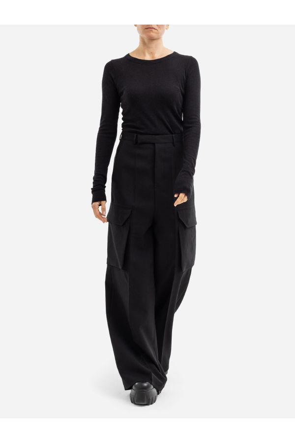 Voluminous High-Waist Cargo Cargo Pants — Black