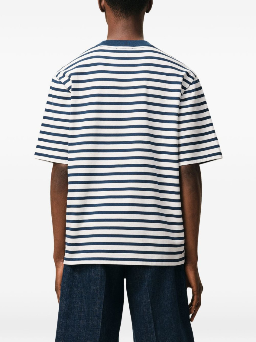 White Logo Striped T-Shirt