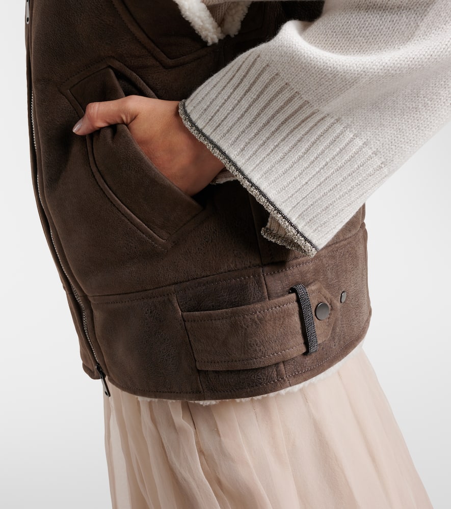 Shearling-lined leather vest