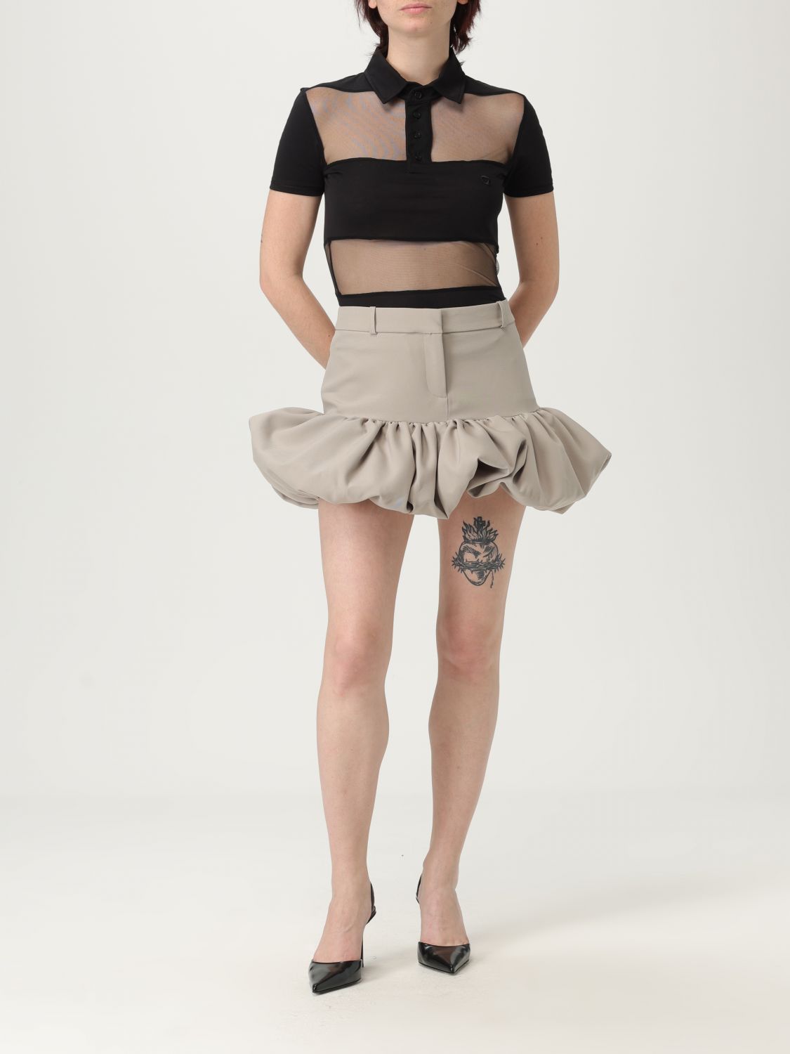 スカート COPERNI Woman Skirt Beige COPJ78F3004 BEIGE Gathered Hem Tailored Skirt – Coperni