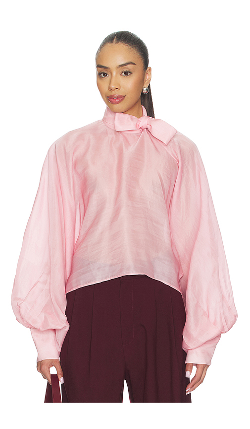 LA FUORI Petal Pink Tie-up Top in Pink. L. Also in