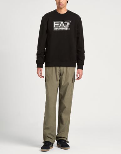 Man Sweatshirt Black Size L Cotton, Polyester