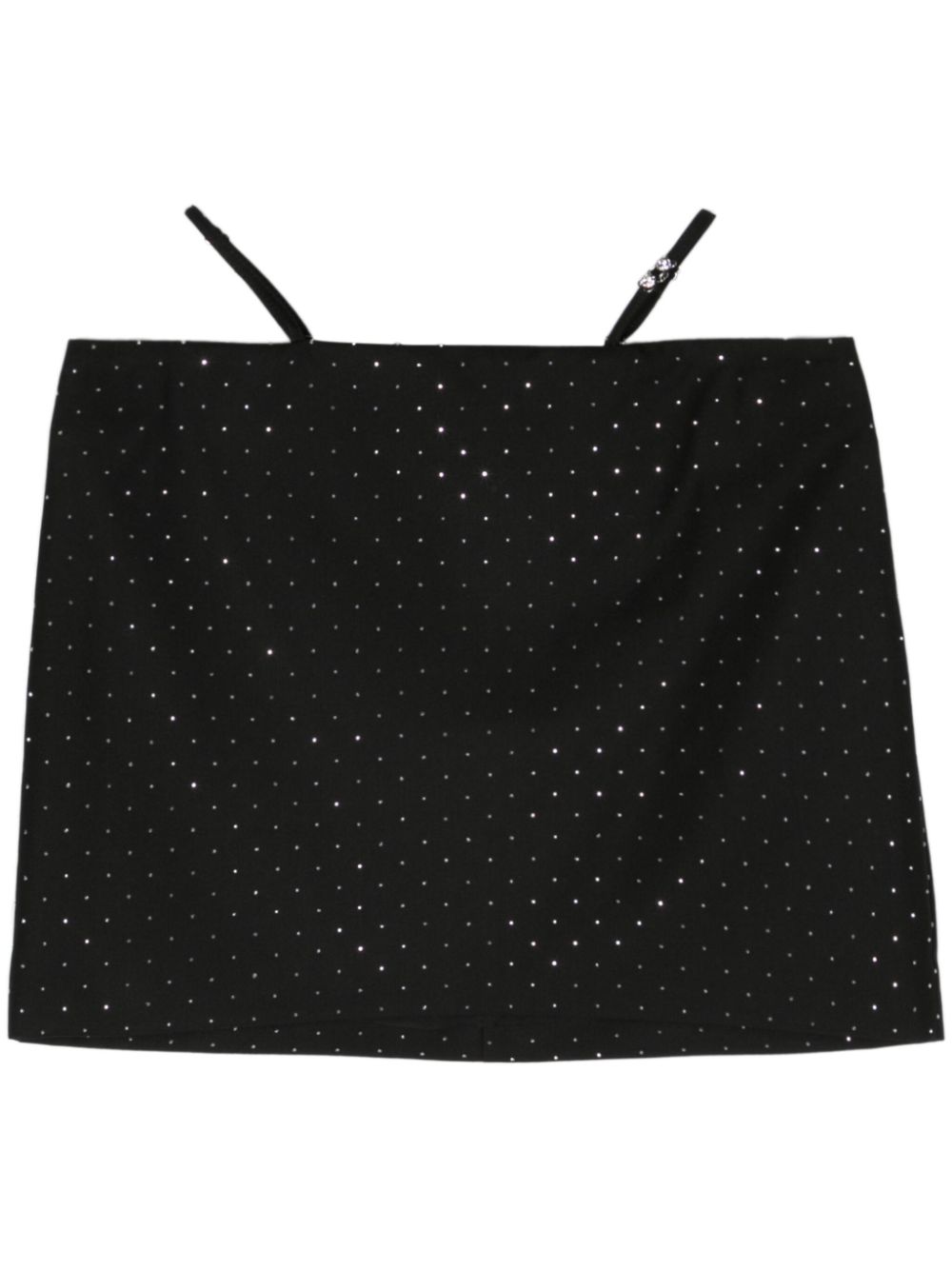 Rhinestone-embellished twill miniskirt - Black