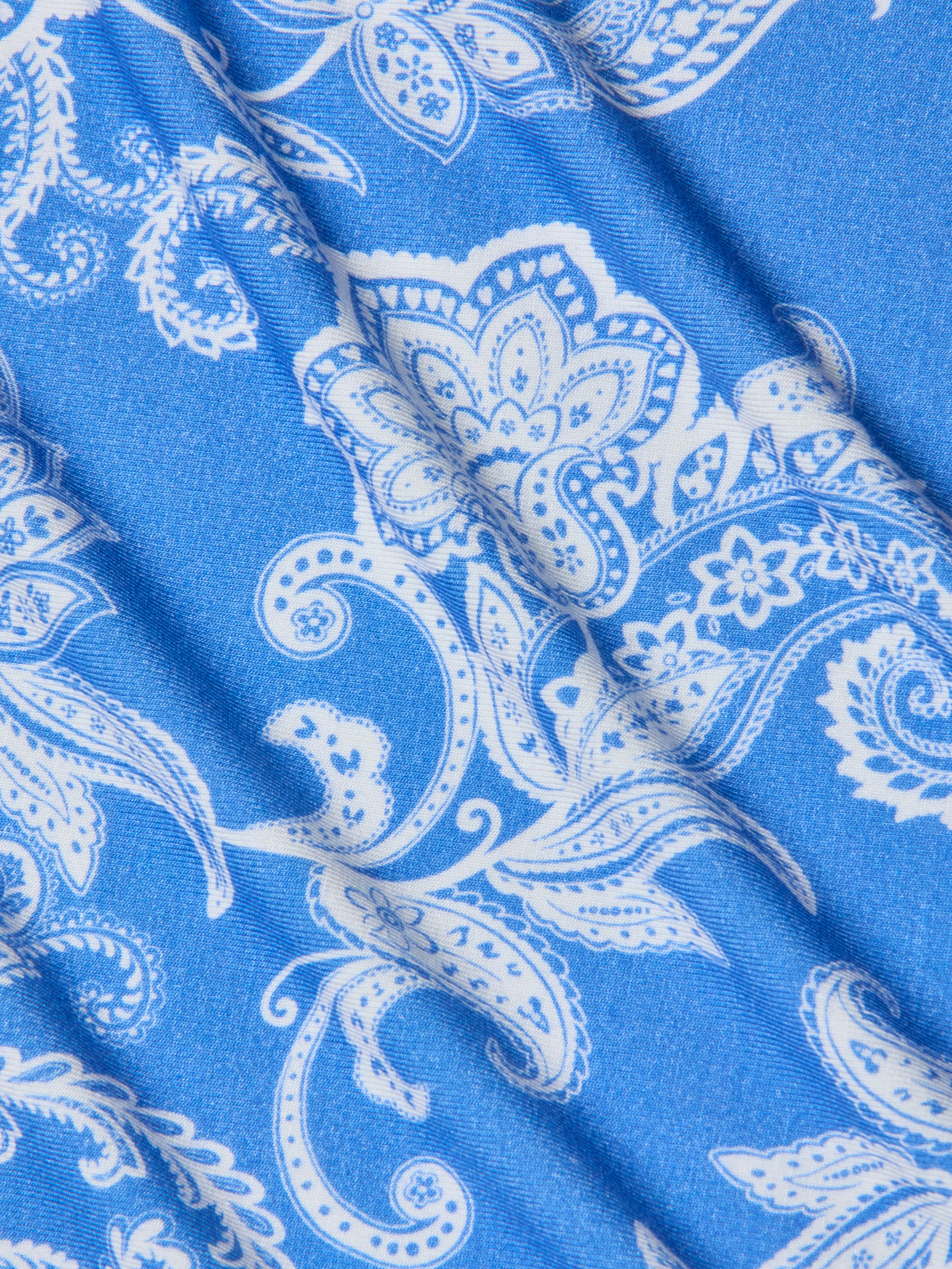 Ressi Fitted T-Shirt In Regatta Blue/ivory Paisley