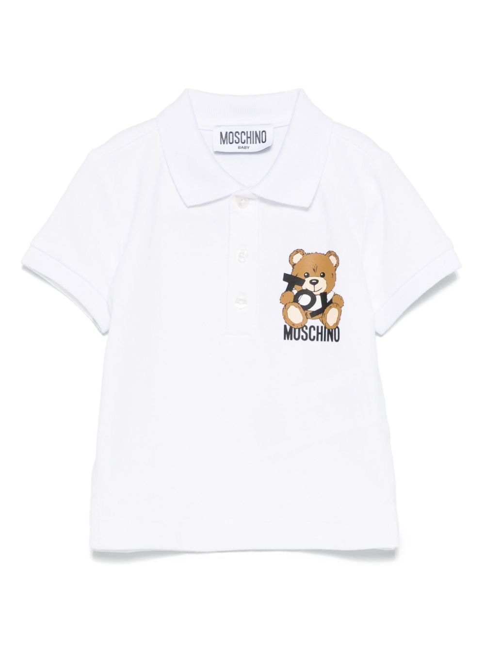 Teddy bear-motif polo shirt - White