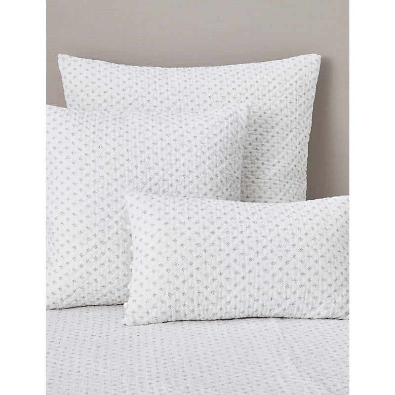 White/grey Brittany Dot-print Large Square Cotton Cushion 60cm X