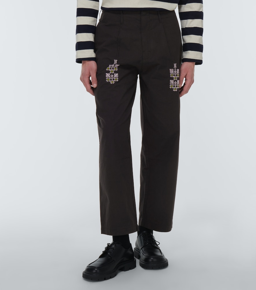 Qrunful embroidered cotton pants