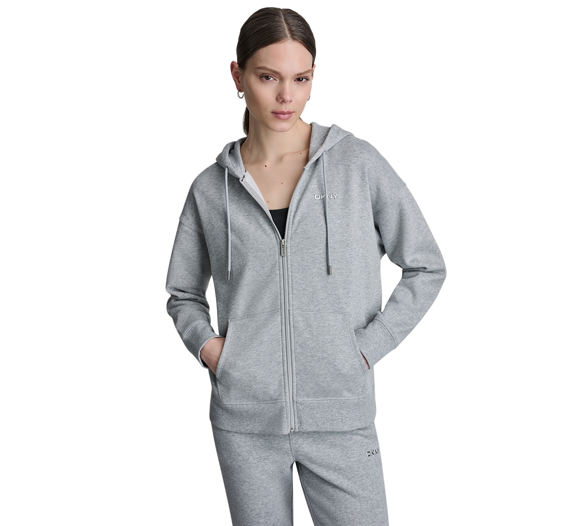 Women's Metallic Bubble Logo Full-Zip Hoodie - Pearl Grey Heather