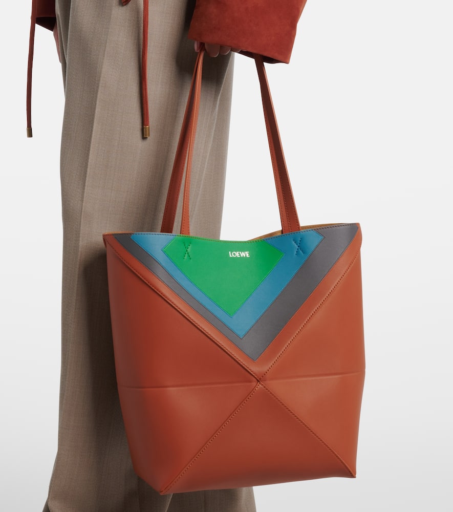 Puzzle Fold Square Medium leather tote bag