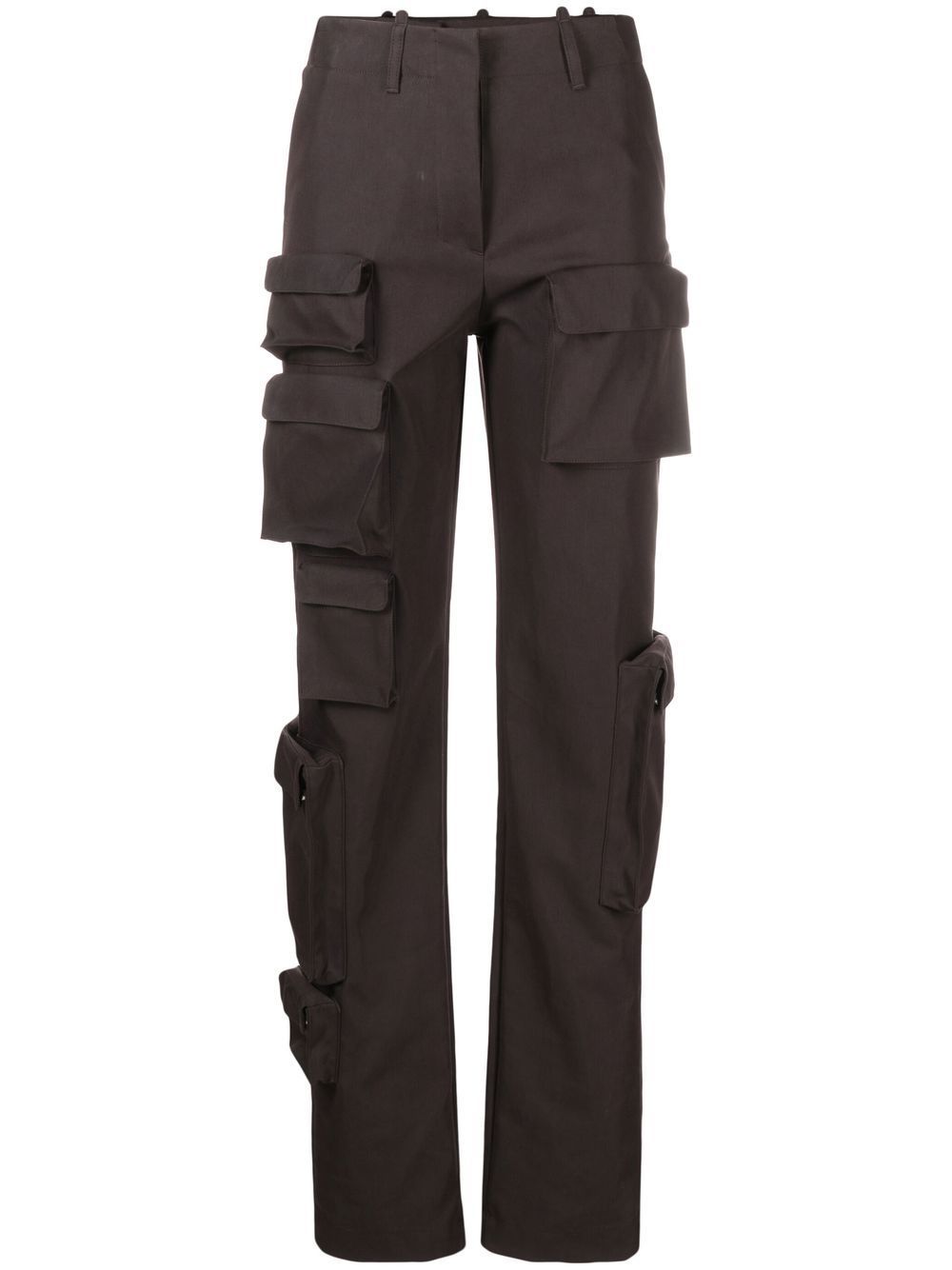 High-waisted cargo trousers - DARK GREY NO COLOR