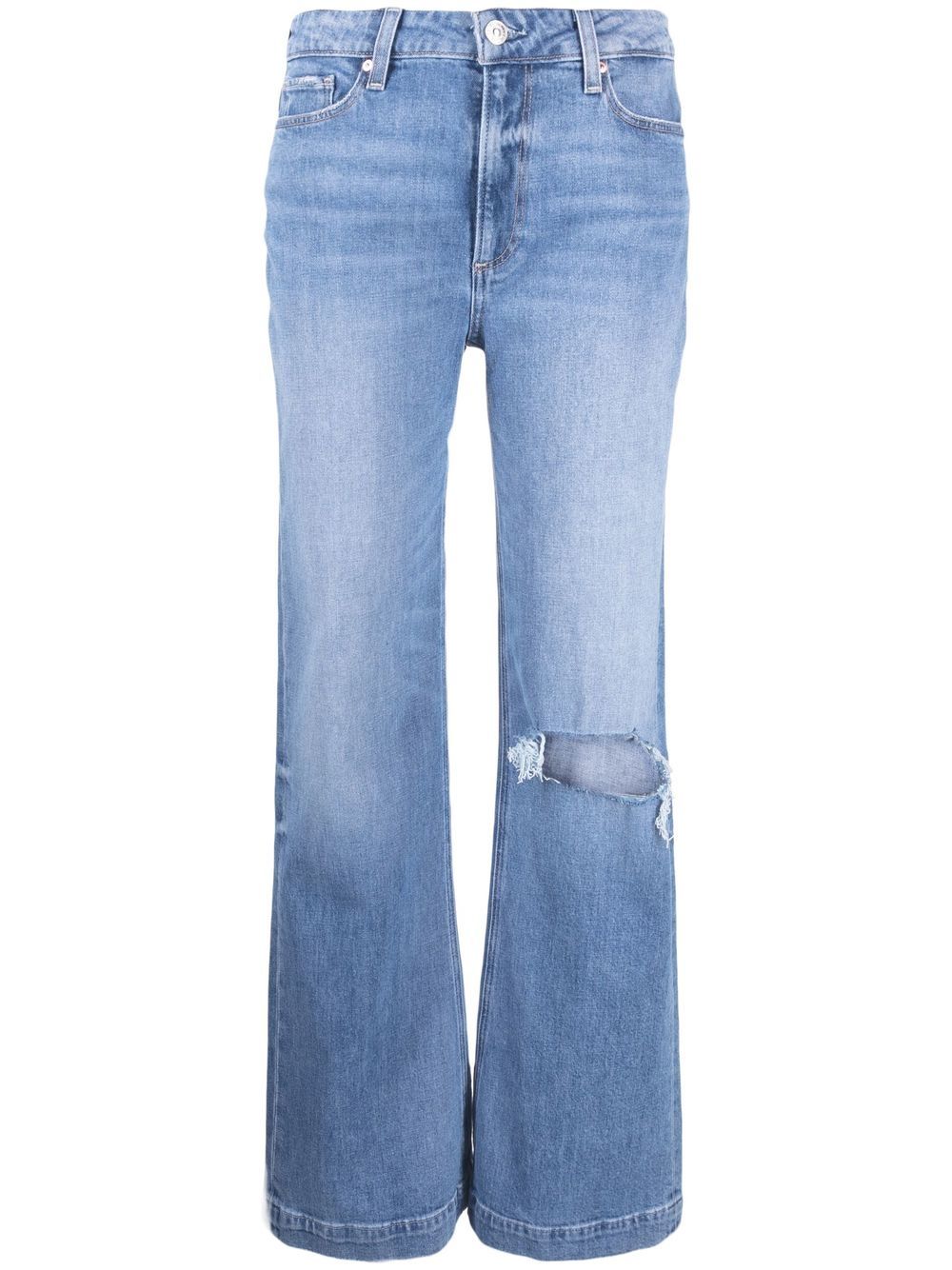 Distressed straight-line jeans - Blue