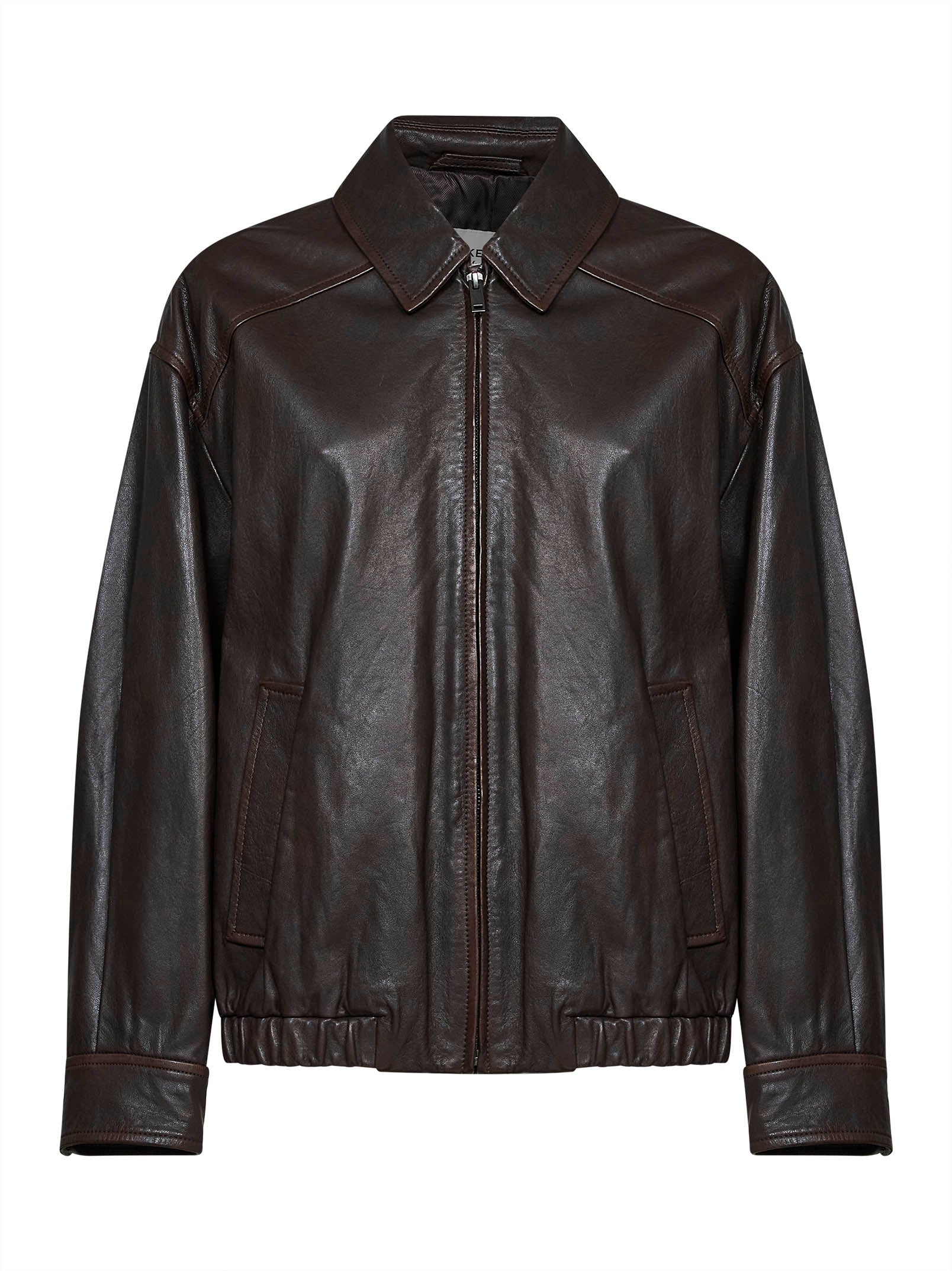Nappa Leather Bomber Jacket — Brown