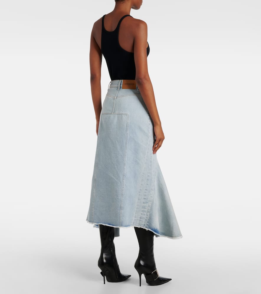 Godet denim midi skirt