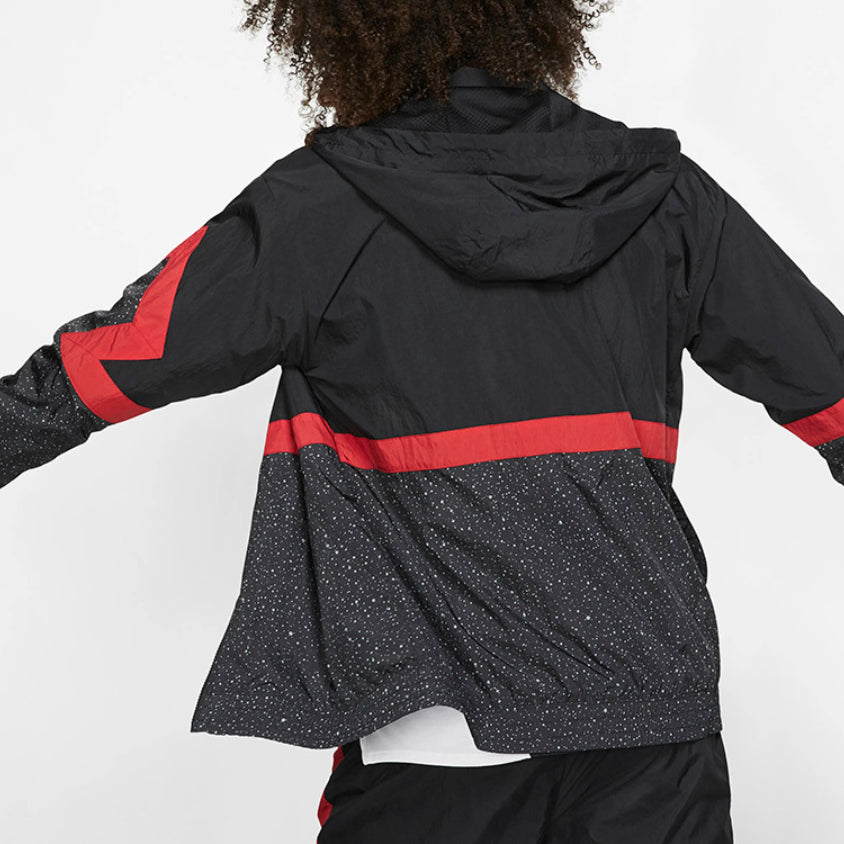 Diamond Cement Jacket Running Training Sports Hooded Jacket Black Red