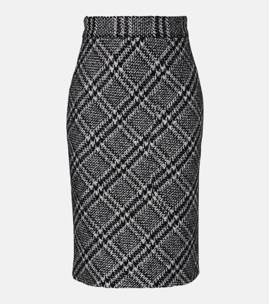 Checked wool-blend miniskirt