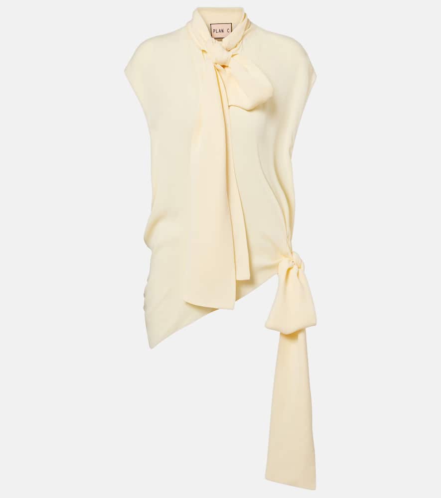 Asymmetric tie-neck blouse